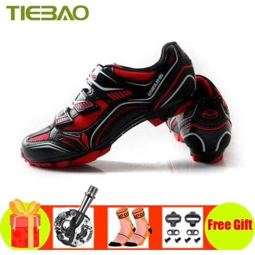 Tiebao Men Mountain Bike Cycling Sapatilha Ciclismo Mtb Spd Pedals Shoes Breathable Self-locking Bicycle Riding Ciclismo Shoes