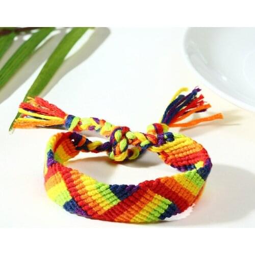 Rope Bracelets Handmade Rainbow Lesbian LGBT Pride Gay Pride Woven Braided Rope String Strand Friendship Bracelet Accessories