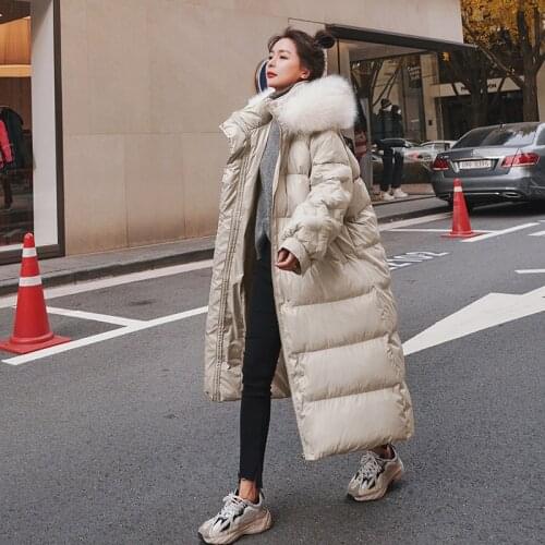 Winter Fad Female Korean Zipper Faux Fur Hooded Long Parker Coats Vogue Casual Loose Thickened Warm Oversized Womens Jackets