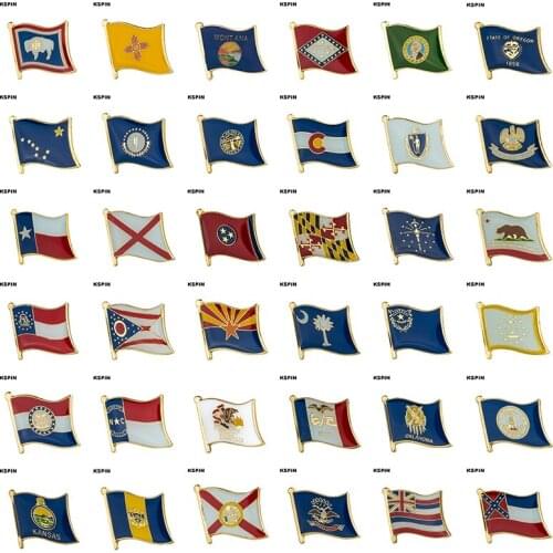 Flag Laple Pin Badge Brooch Pins Mississippi Hawaii North Dakota Florida Philadelphia Kansas Virginia Oklahoma Iowa Illinois