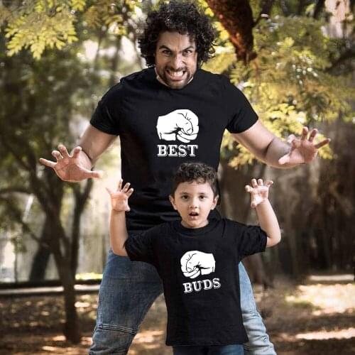 1pcs Best Buds Father and Son Matching Family Clothes Child Tees Letter Print Tops Summer Short Sleeve Match Daddy and Me Shirts