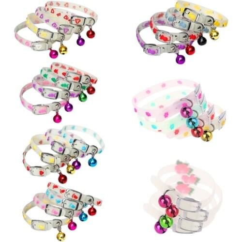 1 Pc Pet Glowing Collars with Bells Glow at Night Dogs Cats Necklace Light Luminous Neck Ring Accessories Random Delivery