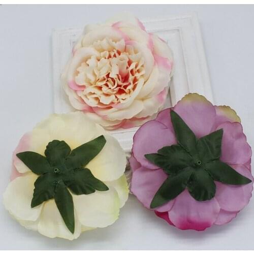10pcs/Lots 11cm Large Peony Artificial Flower Head DIY Wedding Wreath Valentines Day Party Decoration White Fake Flowers Flores