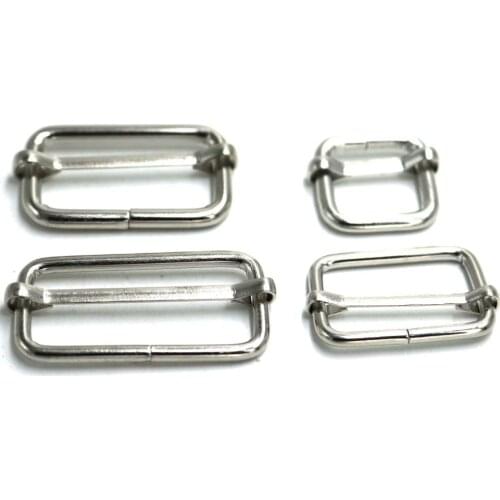 10PCS Adjustor Triglides Slides 16mm/26mm/32mm/38mm bar for Leather strap Webbing Buckles silver color