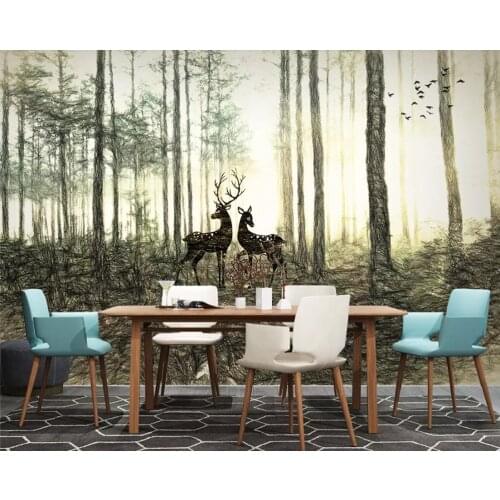 Hand painted forest elk 3d wallpaper papel de parede,living room sofa tv wall bedroom wall papers home decor restaurant mural