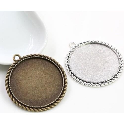 5pcs/lot 35mm Inner Size Antique Bronze and Silver Plated colors Fashion Style Cabochon Base Setting Charms Pendant
