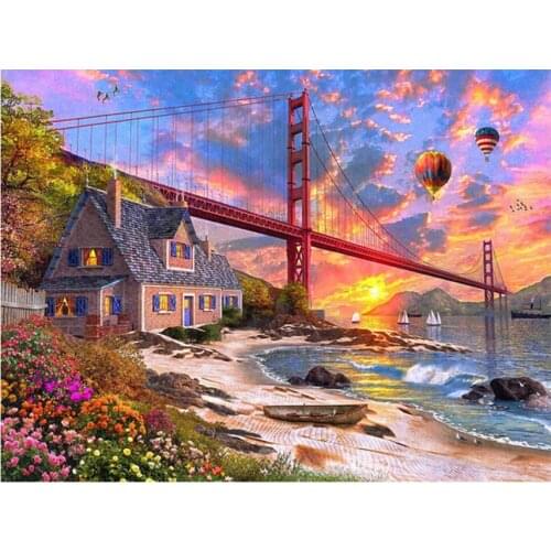 5D DIY Diamond Painting Full Drill Diamond Embroidery Mosaic Landscape Seaside Picture Rhinestone Cross Stitch Wall Decor