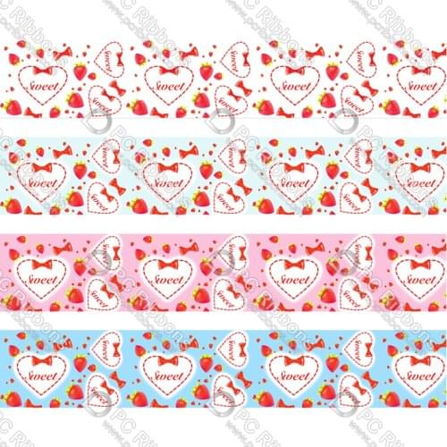 7/8"-3"（22-75mm）Valentines Day Pattern Printed Grosgrain Ribbon 50 Yards Christmas Decorations Gift Wrapping Diy Bows