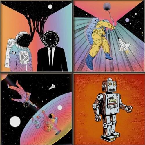 Abstract Space Astronaut Robot Canvas Painting Posters and Prints Quadros Wall Art Pop Picture for Living Room Home Decor Cuadro