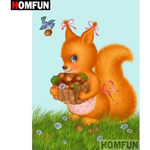 HOMFUN 5D DIY Diamond Painting Full Square/Round Drill "Cartoon squirrel" Embroidery Cross Stitch gift Home Decor Gift A08957