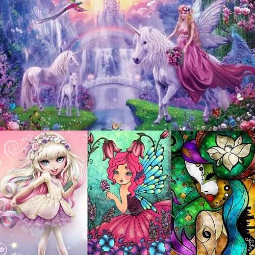 DIY Diamond Painting 5D Full Round Drill Cartoon Flower Fairy Series Diamond Painting Home Decoration Hanging Painting 30x40cm