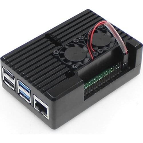 Armor Case with Dual Cooling Fan Aluminium Alloy Radiation and Rust Protection for Raspberry Pi 4 B