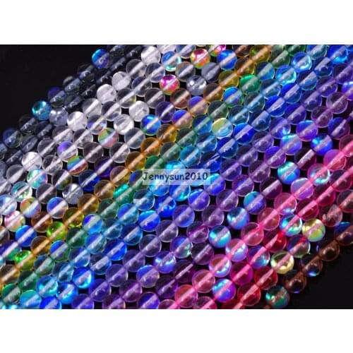 Top Quality Czech Crystal Glass Aurore Boreale Inside Round Beads 6mm 8mm 10mm for Jewelry Making Crafts 5 Strands/Pack
