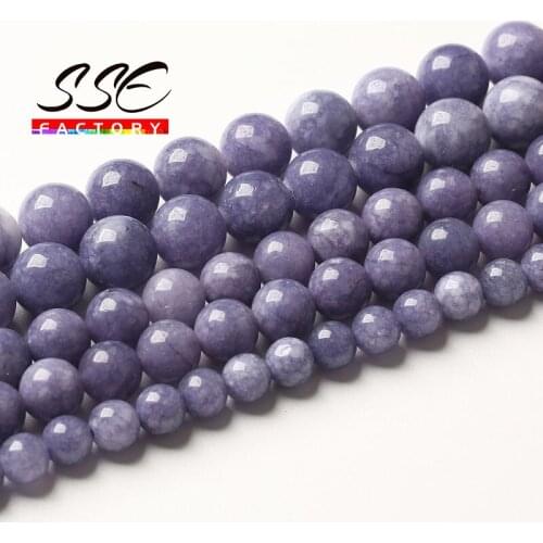 Natural Purple Angelite Stone Beads lavender Round Loose Beads For Jewelry Making DIY Bracelet Necklace 4 6 8 10 12mm 15" Strand