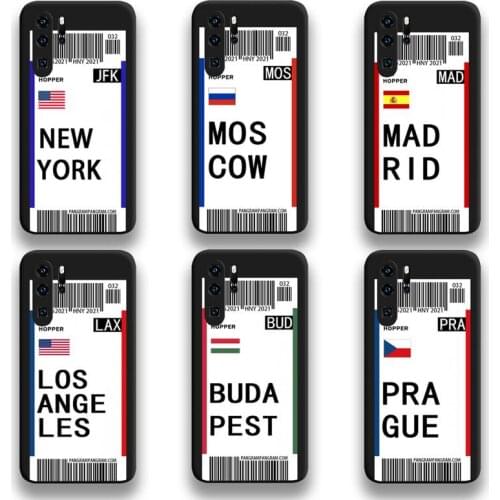 World Country Label Air Tickets Phone Case For Huawei P20 P30 P40 lite E Pro Mate 40 30 20 Pro P Smart 2020