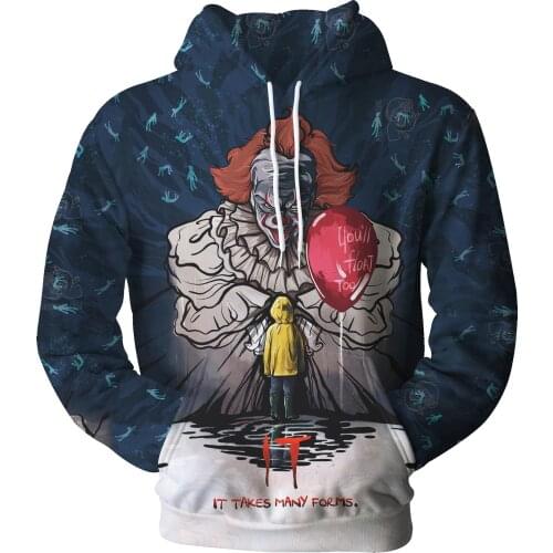 CostumeBuy Stephen Kings It Cosplay Costume Sweatshirt Hoodies Coat Joker Penny Wise Pullovers Costume Printing Hoodies
