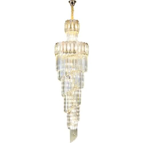 Duplex Staircase Chandelier, Simple Atmosphere Villa Model Room, Revolving Jump Storey Mezzanine, Light Luxury Crystal Lamp