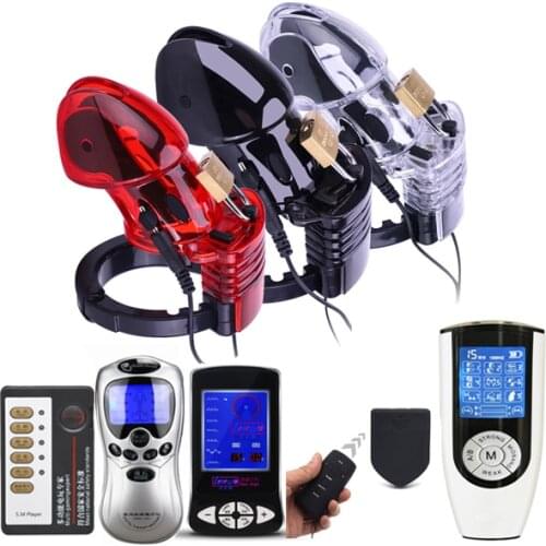 Electric Shock CB6000 Cock Cage Cock Ring Chastity Device Dildo Vibrator Penis Lock Adjustable Ring Penis Sleeve Male Sex Toy