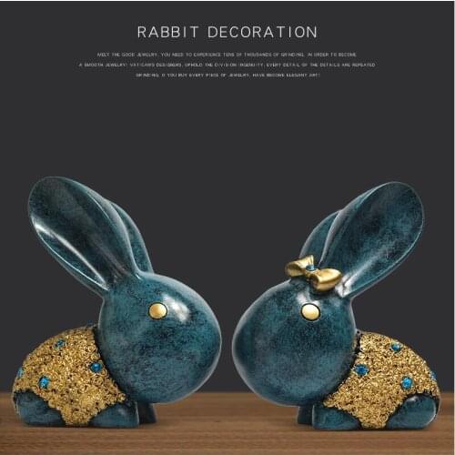 European Resin Cute Couple Rabbit Home Furnishing Ornaments Creative Wedding Birthday Gifts Office Livingroom Crafts Decoration