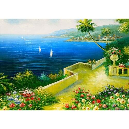 Seaside Oil Paintings Photography Backdrops Custom Fabric Backgrounds Photocall Photo Studio Decor Kids Wedding Photocall Prop