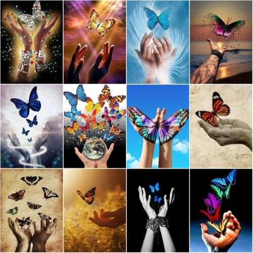 GATYZTORY Coloring By Number Both Hands Butterfly Kits For Adults Handpainted DIY Oil Painting By Number Animal On Canvas Home D