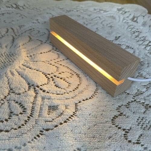 2021HOT!Wooden Led Lamp Base USB Cable Switch Night Light 3D Led Night Lamp Base Long Acrylic DIY Wooden Lamp Base