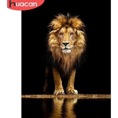 HUACAN 5d Diamond Painting Lion Wall Art Decor Full Square/Round Drill Diamond Embroidery Animal Mosaic Handicraft Needlework