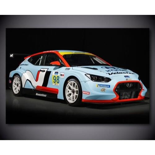 Hyundais Veloster N TCR 2019 Race Racing Sport Car Wall Art Picture Canvas Posters and Prints Modern Decorative Painting