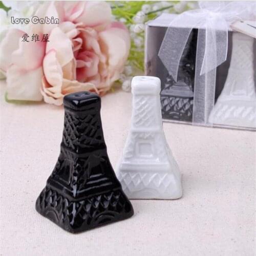 2pcs=1box Eiffel Tower Ceramic Pepper shaker romantic wedding gift Valentines Day wedding decoration Business souvenirs