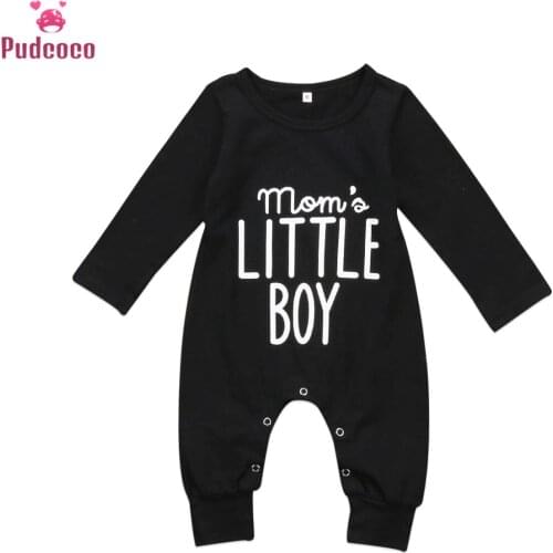 Pudcoco Newborn Baby Rompers Boys Clothes Cotton Romper Letter Printed Boys Jumpsuit Outfit Baby Clothing