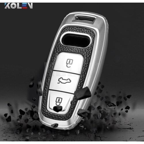 TPU+PU Car Remote Key Cover Case Protection Shell Fob For Audi A6 A7 A8 A4 C8 Q8 Q5 D5 E-tron Accessories Durable Car Styling