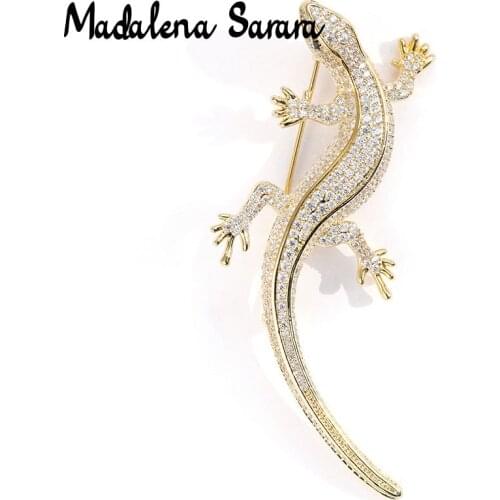 MADALENA SARARA AAAA Zirconia Lizard Brooch Style Fine Brooch Pin For Women Jewelry