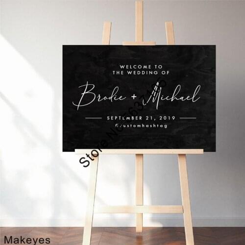 Makeyes Welcome The Wedding Wall Decals Wall Stickers Wedding Custom Name Vinyl Board Decor Personalized Lover Name Sticker Q876