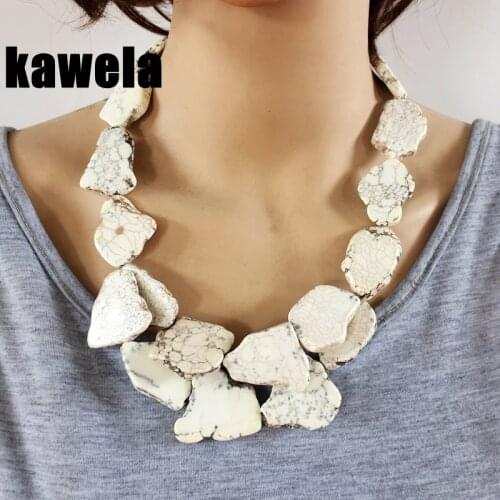 New Statement Chunky White Natural Stone Necklace