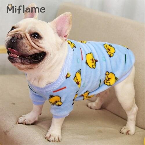 Miflame Coral Fleece Dogs Clothes Cartoon Small Dogs Hoodies For Pets Sweatshirt French Bulldog Corgi Winter Warm Puppy Outfits