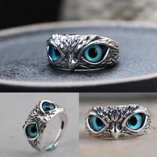 Fashion Charm Vintage Ring Cute Men and Women Simple Design Owl Ring Silver Color Engagement Wedding Rings Jewelry Gifts