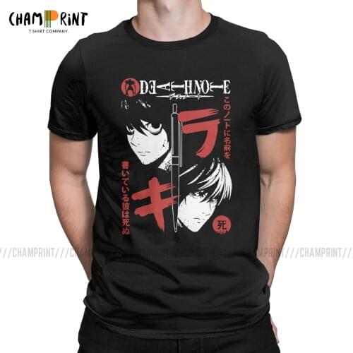 Death Note Pencil T-Shirts for Men Vintage Cotton Tee Shirt Crew Neck Short Sleeve T Shirts Birthday Present Clothes