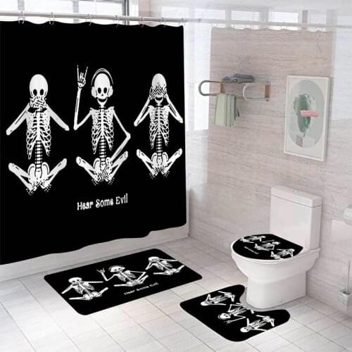 Home Decor Bathing Waterproof Shower Curtain Set with 12 Hooks Toilet Covers Bath Mats Bathroom Non-slip Rug Carpet Polyester