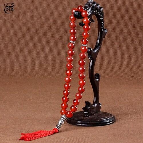 Natural Stone Black Agate Bead Tassel Pendant 33 Prayer Beads Bracelet Islamic Muslim Men and Women Popular Luxury Jewelry