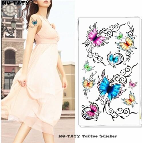 Nu-TATY Colorful butterfly Style Temporary Body Art Flash Tattoo Sticker 10*17cm Waterproof Tatoo Henna Xmas Gift Beach Party