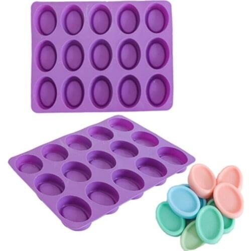 15 Cavity Oval Soap Mold Silicone Molds for Soap Making 3D Soaps DIY Handmade Soap Forms Soap Massage Silicon gel Moulds