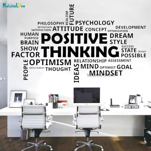 Positive Thinking Quote Wall Decal Morden element Design Keywords Factor Brain Mindest Mind Removable Vinyl Wall Stickers BB452