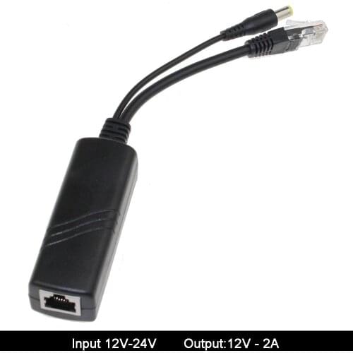 Security Application Isolated DC 24V Input DC12V / 1.5-2A Output 15.4W POE Splitter Poe Injector