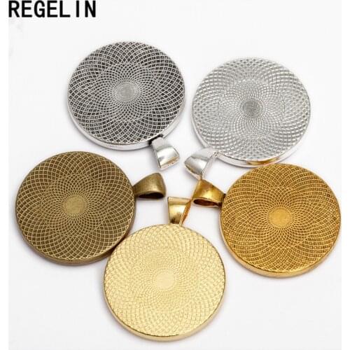 REGELIN Cabochons Bases Settings Pendant Bezel Trays 10pcs/lot Fit 30mm Glass Cabochon Cameo DIY Necklace Jewelry Making Finding