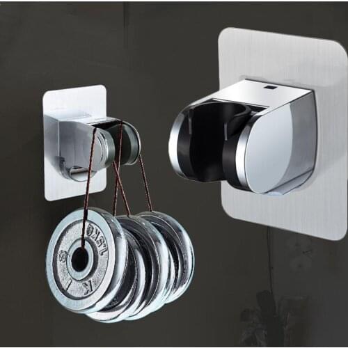 Adjustable Shower Head Holder Self-adhesive Handheld Showerhead Bracket Bathroom Mount Punch-free Drill-free Chrome Wall Ra L8M9