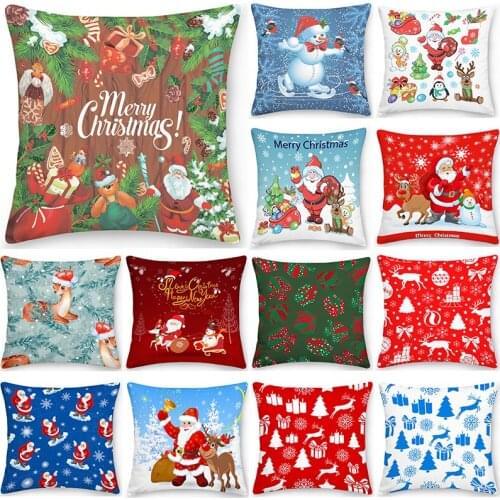 Christmas Snowman Polyester Pillowcase Home Bedroom Sofa Decor Santa Claus Cushion Cover Car Bedside Decoration