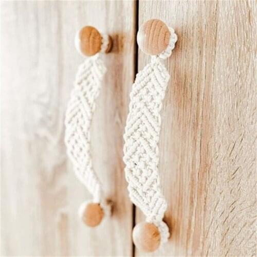 2021 Handmade Macrame Cabinet Knobs Door Pull Handles Wooden Cupboard Drawer Wardrobe Furniture Handle Kids Kitchen Home Decor