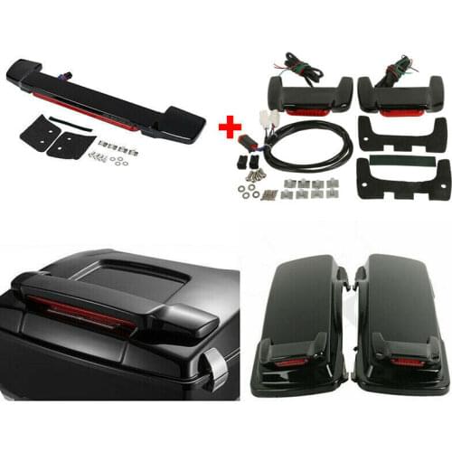 Motorcycle Trunk LED Brake Light Saddlebag Lids Spoilers For Harley Touring Tour Pak Road Glide 1997-2013