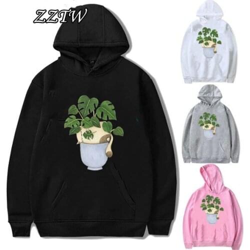 Dog Plant print Sweatshirts Leaf Graphic Sweatshirts Fashion Women pullovers Casual Cotton Funny Sweatshirts womens clothing