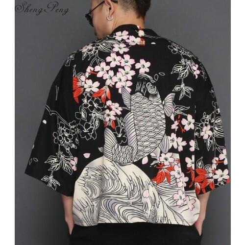Traditional japanese mens clothing mens yukata japan kimono men traditional chinese blouse chinese top Q063